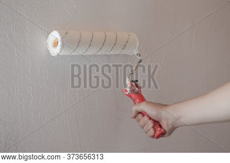 Hand Painting Using Paint Roller. Hand Painting Using Paint Roller.