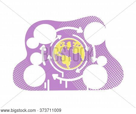 Globalization Flat Concept Vector Illustration. Worldwide Communication. World Connection. Planet Ea