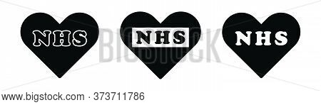 Nhs Word Text Lettering In Heart Love Shape. United Kingdom Uk National Health Service Healthcare. B