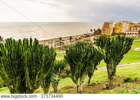 Fuengirola, Malaga, Spain - January 25, 2020: Fuengirola City, Viev From Sohail Castle, Tourist Attr