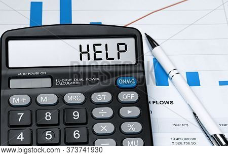 Word Help On Calculator. Business And Tax Concept. Stock Photo