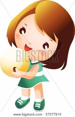Bola de boliche de exploração de menina