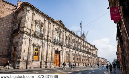 Morelia, Michoacan, Mexico - November 24, 2019: View Of The Mexico 15, People Riding Bicycles, Infro