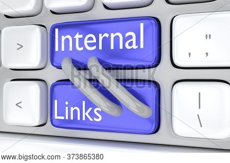 3d Illustration Of Computer Keyboard With The Script Internal Links On Two Adjacent Buttons, And Two