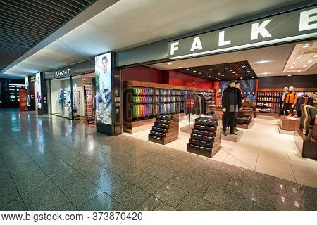 FRANKFURT AM MAIN, GERMANY - CIRCA JANUARY, 2020: Falke store as seen at Frankfurt am Main Airport.
