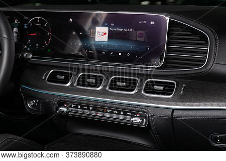 Novosibirsk/ Russia - April  11  2020: Mercedes Benz Gle300d,close-up Of The Dashboard, Adjustment O