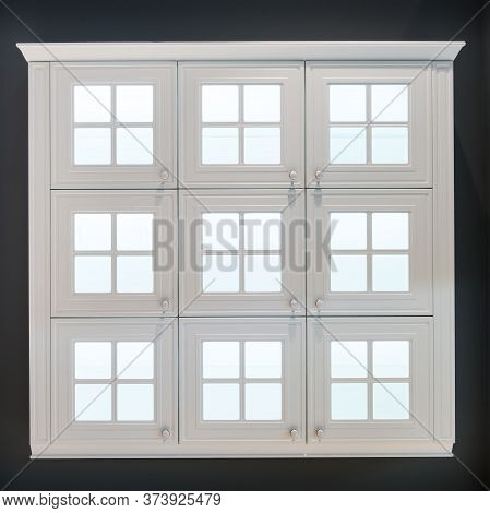 Abstract Background Furniture Showcase With Empty Windows Frame Indoors With Transparent Glass - New
