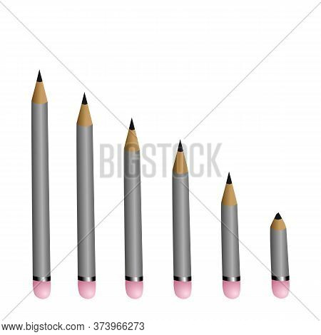Row Of Pencils Getting Smaller And Smaller Vector Illustration Eps10