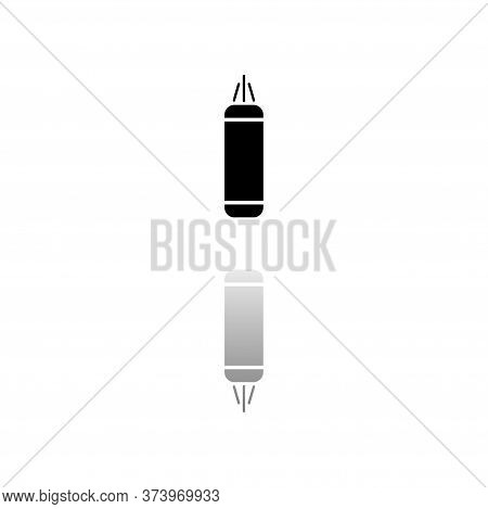 Punching Bag. Black Symbol On White Background. Simple Illustration. Flat Vector Icon. Mirror Reflec