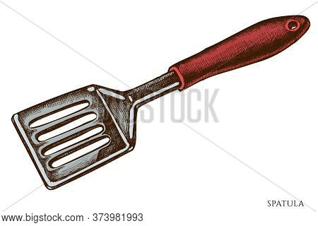 Vector Set Of Hand Drawn Colored Spatula Stock Illustration