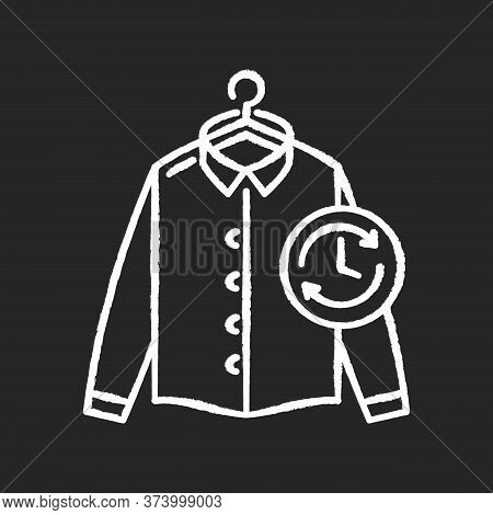 Express Laundry Chalk White Icon On Black Background. Clothes Quick Washing, Dry Cleaning, Delivery 