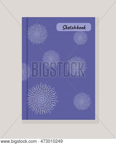 Page Notebook Colorful Sketchbook Purple, Lilac Vector Illustration Spiderweb Or Snowflake Cover