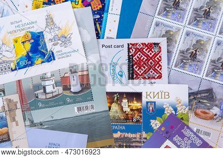 A Set Of New Different Postage Stamps Of Ukraine For 2022. Ukrainian Postage Stamp On The Theme Of T