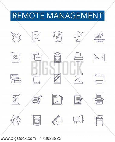 Remote Management Line Icons Signs Set. Design Collection Of Remote, Management, Control, Access, Mo