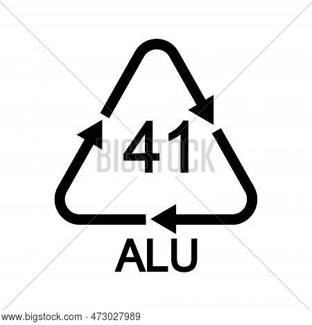 Alu 41 Recycling Sign In Triangular Shape With Arrows. Aluminium Reusable Icon Isolated On White Bac