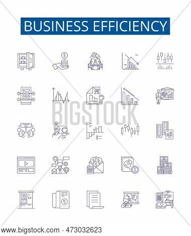 Business Efficiency Line Icons Signs Set. Design Collection Of Profitability, Productivity, Automati