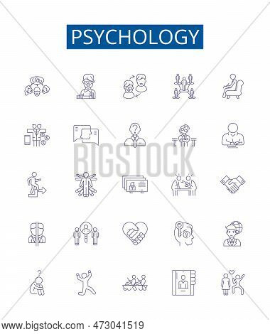 Psychology Line Icons Signs Set. Design Collection Of Psychology, Mind, Brain, Emotions, Behavior, C