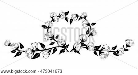 Floral Background, Floral Arrangement In The Shape Of A Heart, Floral Background With Delicate Flowe