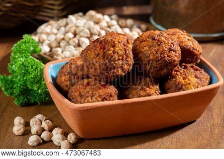 Cooking Of Healthy Vegetarian Food, Tasty Chick Pea Falafels