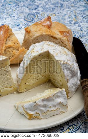 Cheese Collection, Soft Cow French Cheese With Mold Gaperon Artisanal Lavored With Cracked Peppercor