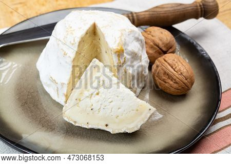 Cheese Collection, Soft Cow French Cheese With Mold Gaperon Artisanal Lavored With Cracked Peppercor