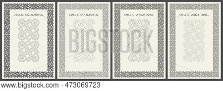 Celtic Knot Braided Frame Border Ornaments Set. Rectange Size.