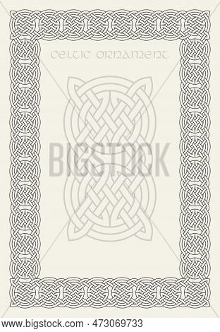 Celtic Knot Braided Frame Border Ornament. Rectange Size.
