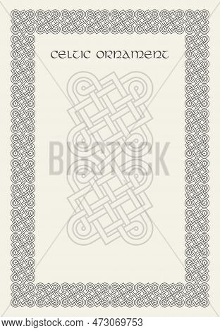 Celtic Knot Braided Frame Border Ornament. Rectange Size.
