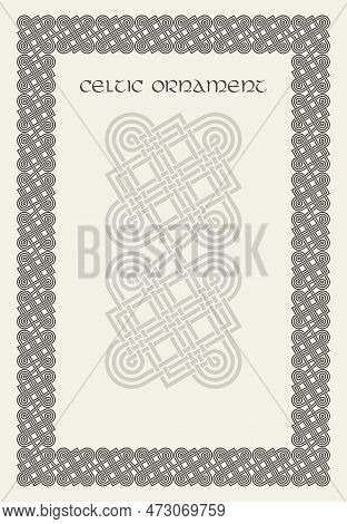 Celtic Knot Braided Frame Border Ornament. Rectange Size.