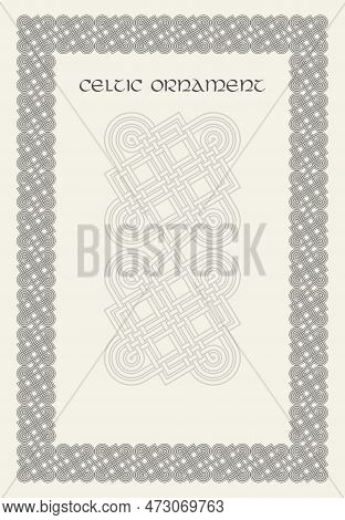 Celtic Knot Braided Frame Border Ornament. Rectange Size.
