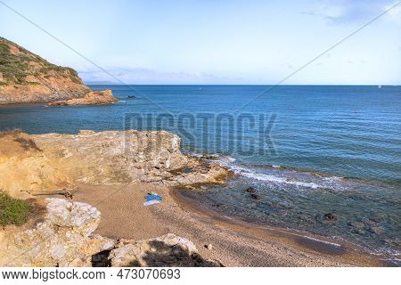 Beach And Lake Of Terranera Beach Near Porto Azzurro At Elba