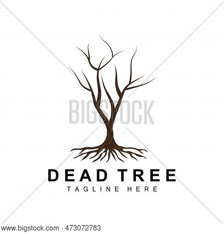 Tree Logo Design, Dead Tree Illustration, Wild Tree Cutting, Global Warming Vector, Earth Drought, P