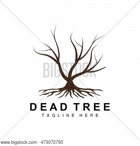 Tree Logo Design, Dead Tree Illustration, Wild Tree Cutting, Global Warming Vector, Earth Drought, P