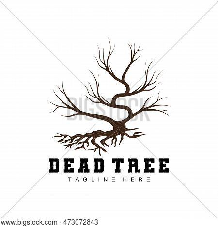 Tree Logo Design, Dead Tree Illustration, Wild Tree Cutting, Global Warming Vector, Earth Drought, P