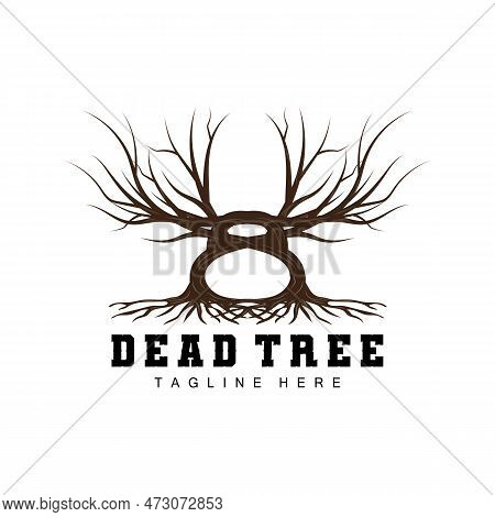 Tree Logo Design, Dead Tree Illustration, Wild Tree Cutting, Global Warming Vector, Earth Drought, P