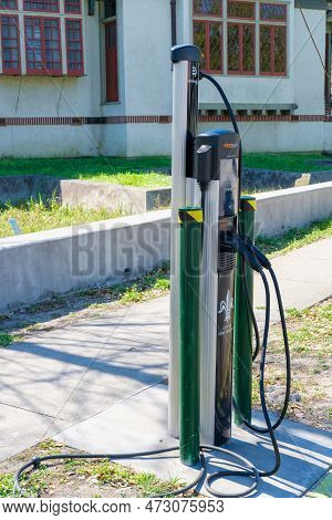 New Orleans, La - March 5: City Of New Orleans Charging Station For Electric Vehicles On Broad Stree