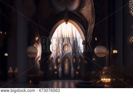 The Dimly-lit Interior Is Illuminated By Flickering Candles And Shimmering Rays Of Holy Light Stream