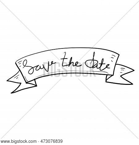 Hand Drawn Doodle Save The Date Typography Illustration Doodle Vector
