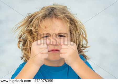 Child Temper With Angry Expression. Angry Hateful Little Anger Boy, Child Furious. Angry Rage Kids F
