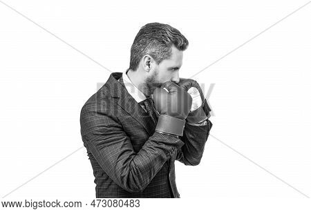 Defend Himslef. Relentless Struggle And Success. Confident Man Ready For Corporate Battle.