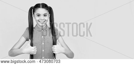 Thumbs Up. Happy Kid Give Double Thumbs Up. Indication Of Satisfaction Or Approval. Thumb Gesture. C