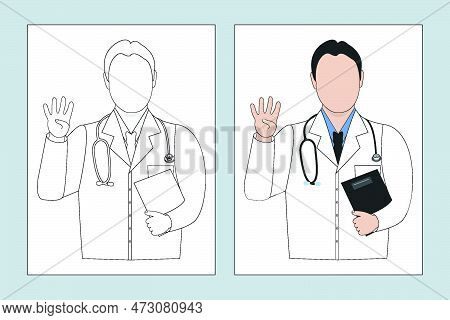 Male Doctor Line Art Vector & Photo (Free Trial) | Bigstock