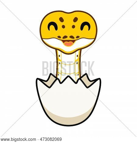 Vector Illustration Of Cute Pastel Ivory Ball Python Cartoon Inside An Egg