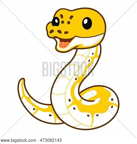 Vector Illustration Of Cute Pastel Ivory Ball Python Cartoon