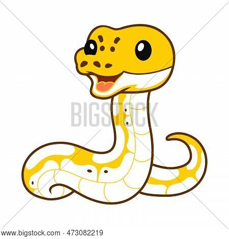 Vector Illustration Of Cute Pastel Ivory Ball Python Cartoon