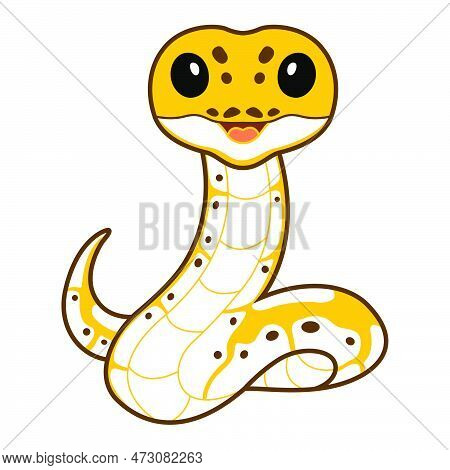 Vector Illustration Of Cute Pastel Ivory Ball Python Cartoon