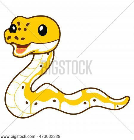 Vector Illustration Of Cute Pastel Ivory Ball Python Cartoon