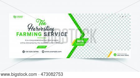 Tea Harvesting Farming Service Social Media Banner. Agro Farm Template. Tea Farming Service Flyer Te