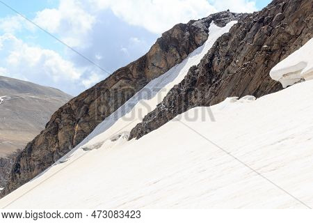 Mountain Snow And Glacier Panorama With Eiswandbichl North Face In Glockner Group, Austria