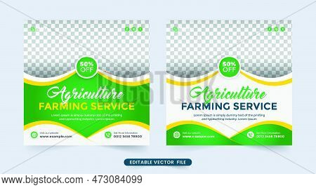 Agriculture Farming Service Social Media Ad Banner Template. Farm Management And Cleaning Service Fl